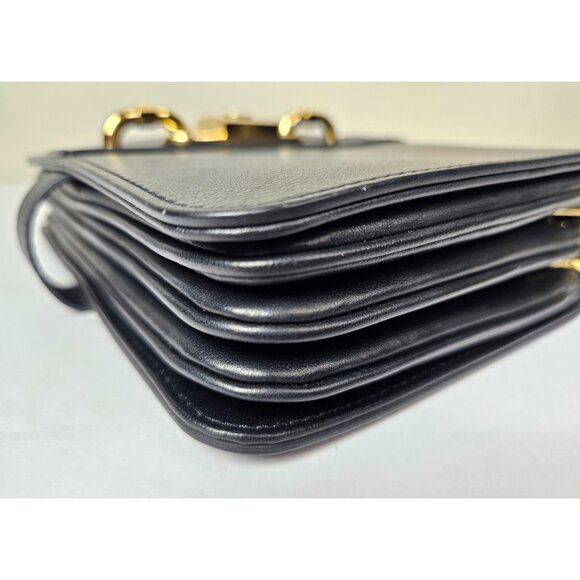 LOUIS VUITTON Rendez-Vous Black Leather Chain Shoulder Bag 2 Straps Small LV - Picture 16 of 16